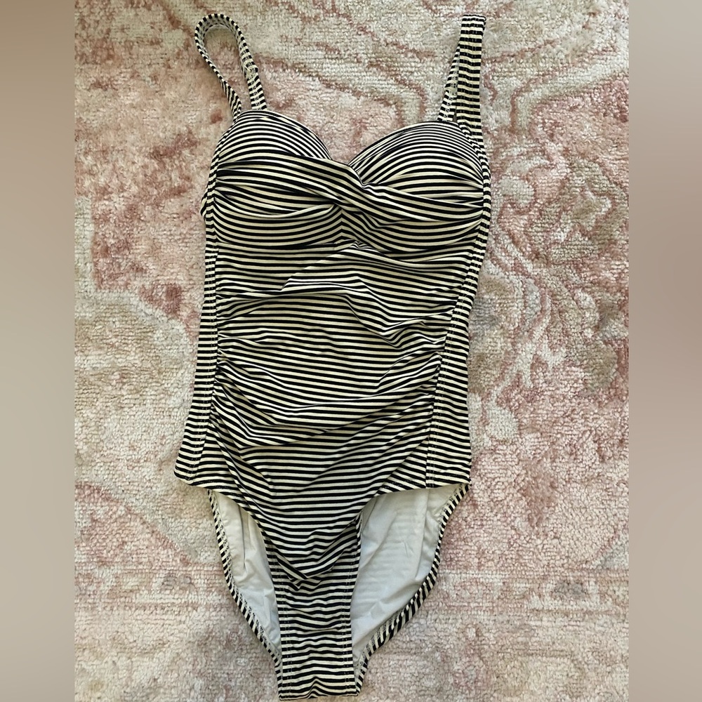 Niptuck women’s swim suit black and white stripe